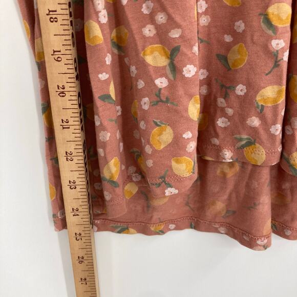 DIP Lemon Floral Peach Mauve Short Sleeve Tee Women’s XL Fitted Soft - Picture 6 of 7
